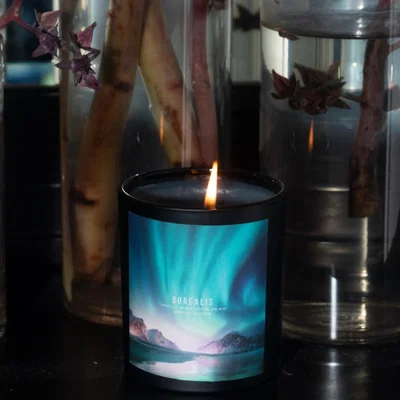 Wolf & Badger Black Borealis Candle Wanderlust Collection Superhigh