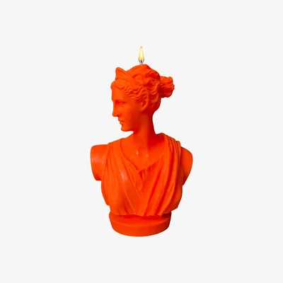 Wolf & Badger Yellow / Orange Artemis Bust Candle - Neon Orange Neos Candlestudio