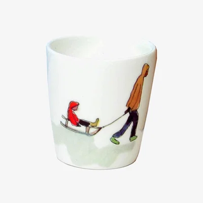 Wolf & Badger Snowy Sleigh Ride Small Cup Helen Beard