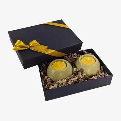 Wolf & Badger Concrete Tealight Candle Holders And Beeswax Tealights Gift Set - Olive Green One Size Ruby Melo