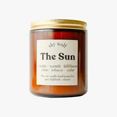 Wolf & Badger Gold / Brown The Sun Tarot Candle - Citrus, Tobacco & Cedar One Size Shy Wolf