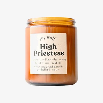 Wolf & Badger Gold / Brown High Priestess Tarot Candle - Lavender, Sage & Patchouli One Size Shy Wolf