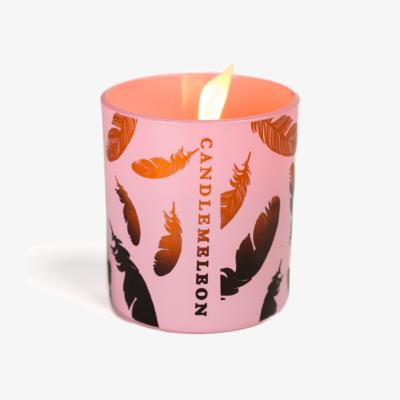 Wolf & Badger Black / Pink / Purple Copper Feather Candle - Pink Champagne, Peony & Sandalwood 200G Candlemeleon