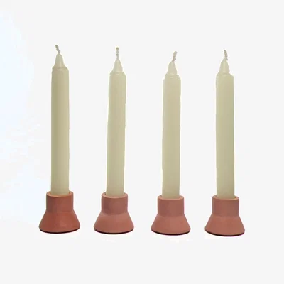 Wolf & Badger Pink / Purple Four Taper Candle Holders - Cinnamon Rose One Size Ruby Melo