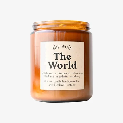Wolf & Badger Gold / Brown The World Tarot Candle - Black Tea, Mandarin, Cranberry One Size Shy Wolf