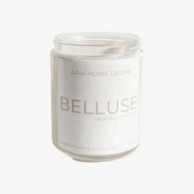 Wolf & Badger White Belluse Coconut Soy Candle Bergamot + Oud Aria Home Decor
