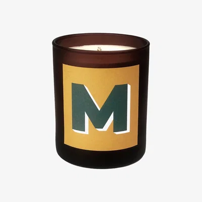 Wolf & Badger Yellow / Orange Initial M Candle - Nom Refillable Large Alphabet Candle Little Karma Co. Ltd