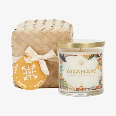Wolf & Badger White Anahaw Candle In Palm Leaf Box One Size Kubo