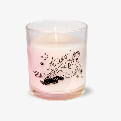 Wolf & Badger Aries Unique Zodiac Scented Candle Black Cake