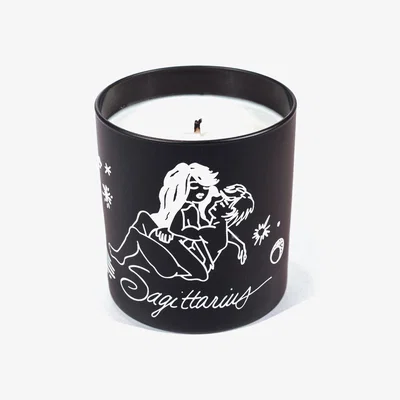 Wolf & Badger Sagittarius Zodiac Horoscope Massage Candle One Size Black Cake