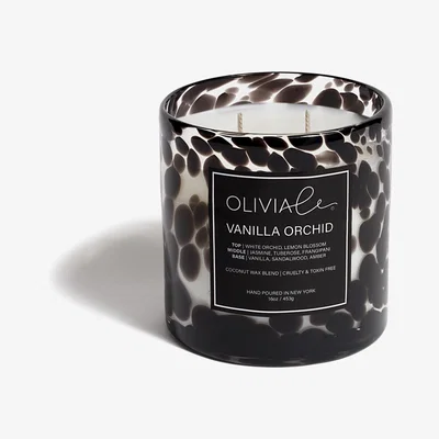 Wolf & Badger Black Vanilla Orchid Leopard Candle Olivia Le