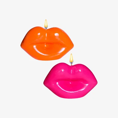 Wolf & Badger Yellow / Orange Kiss Me Lips - Pink & Orange Neos Candlestudio
