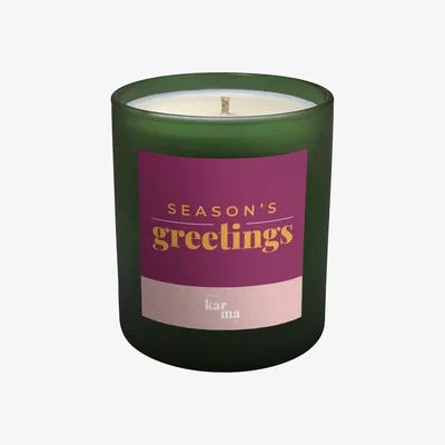 Wolf & Badger Green / Pink / Purple Season's Greetings Candle - Twisted Lavender Christmas Midi Medium Little Karma Co. Ltd
