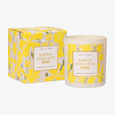 Wolf & Badger Yellow / Orange Simply Exquisite Candle - Essence Of Citrus Grove Girl W/ Knife