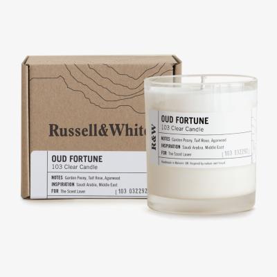 Wolf & Badger Oud Fortune - Peony, Taif Rose + Oud Clear Candle One Size Russell & White