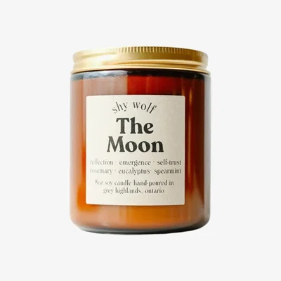 Wolf & Badger Gold / Brown The Moon Tarot Candle - Eucalyptus, Spearmint & Rosemary One Size Shy Wolf