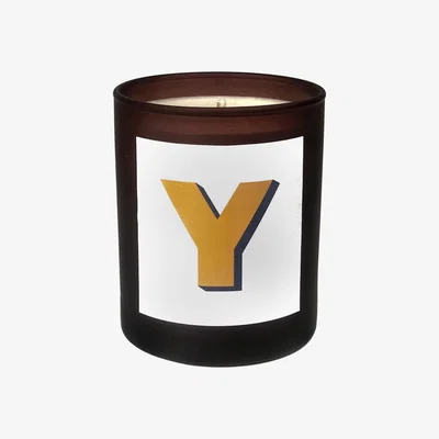 Wolf & Badger White Initial Y Candle - Sol Refillable Large Alphabet Candle Little Karma Co. Ltd