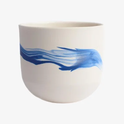 Wolf & Badger Blue / White Marbled Candle Holder - Navy On White One Size Michelle Williams Ceramics