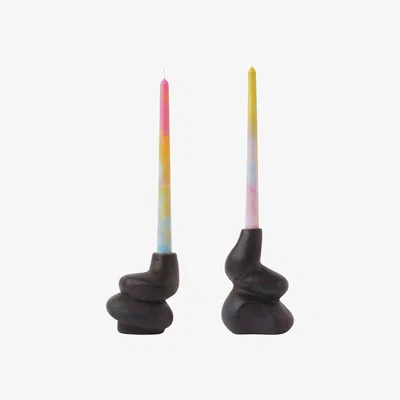 Wolf & Badger The Cuddle - Pair Of Concrete Candle Holders - Black Smith & Goat
