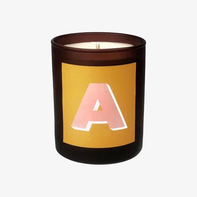 Wolf & Badger Yellow / Orange Initial A Candle - Nom Refillable Large Alphabet Candle Little Karma Co. Ltd