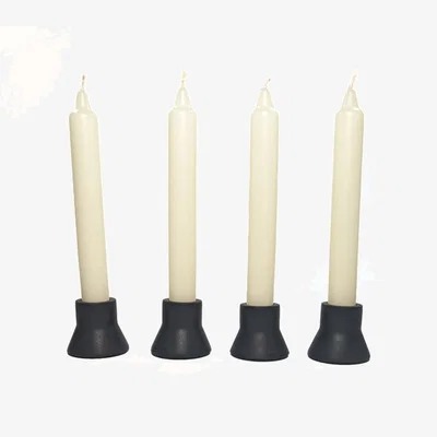 Wolf & Badger Four Taper Candle Holders - Onyx Black One Size Ruby Melo
