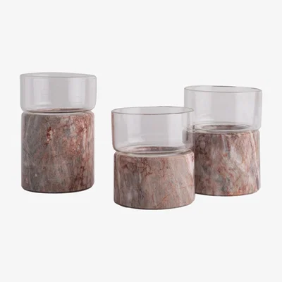 Wolf & Badger Marble Glass Santuario Candle Holder Set - Rose Gold And Jacob