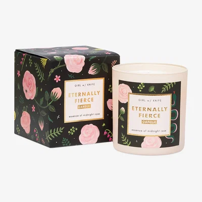 Wolf & Badger Eternally Fierce Candle - Essence Of Midnight Rose Girl W/ Knife