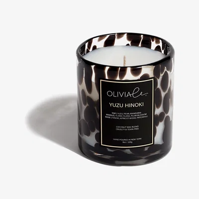 Wolf & Badger Black Yuzu Hinoki Leopard Candle Small Olivia Le