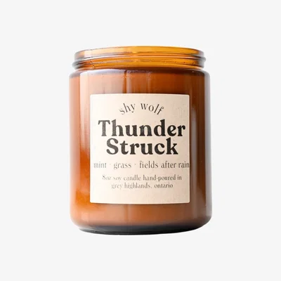 Wolf & Badger Gold / Brown Thunderstruck Soy Candle - Mint, Grass & Fields After Rain One Size Shy Wolf