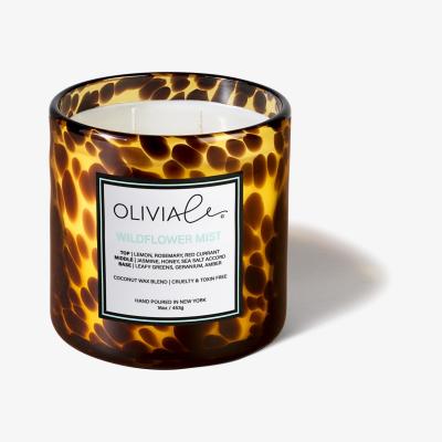 Wolf & Badger Brown Wildflower Mist Tortoise Glass Candle Olivia Le