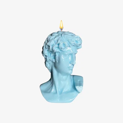 Wolf & Badger David Bust Candle - Balmy Blue Neos Candlestudio