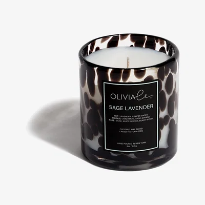 Wolf & Badger Black Sage Lavender Leopard Candle Small Olivia Le