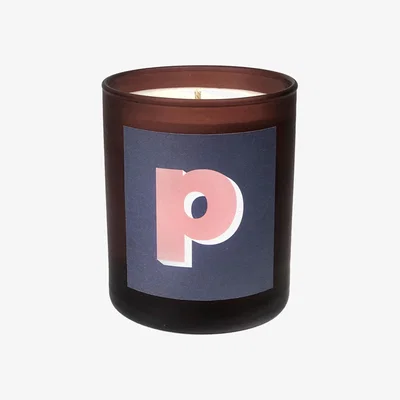 Wolf & Badger Blue Initial P Candle - Alba Refillable Large Alphabet Candle Little Karma Co. Ltd