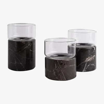 Wolf & Badger Marble Glass Santuario Candle Holder Set - Black And Jacob