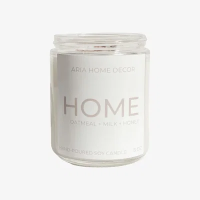 Wolf & Badger White Home Coconut Soy Candle Oatmeal + Milk + Honey Aria Home Decor