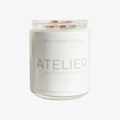 Wolf & Badger White Atelier Coconut Soy Candle Black Rose + Labdanum Aria Home Decor