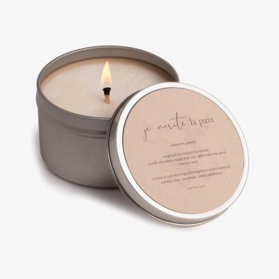 Wolf & Badger White I Deserve Peace Je Mérite La Paix Candle L