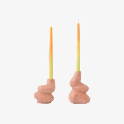 Wolf & Badger Pink / Purple The Cuddle - Pair Of Concrete Candle Holders - Babe Pink Smith & Goat