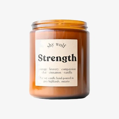 Wolf & Badger Gold / Brown Strength Tarot Candle - Chai, Cinnamon & Vanilla One Size Shy Wolf