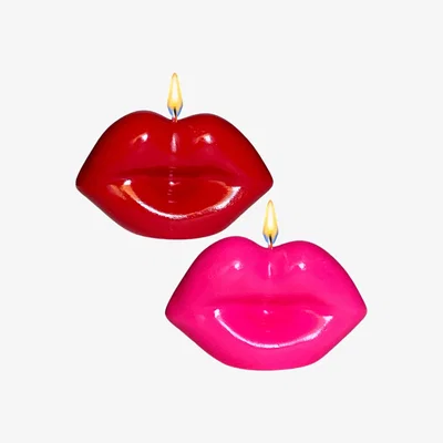 Wolf & Badger Kiss Me Lips - Red & Neon Pink Neos Candlestudio
