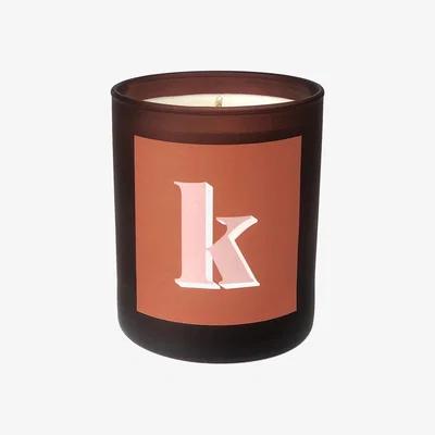 Wolf & Badger Yellow / Orange Initial K Candle - Luna Refillable Large Alphabet Candle Little Karma Co. Ltd