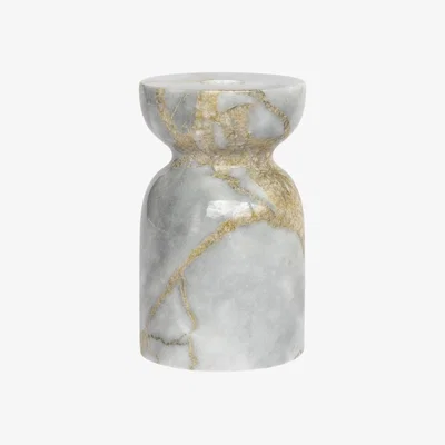 Wolf & Badger Grey Luca Marble Candle Holder Fire Gray One Size Urban Society Studio