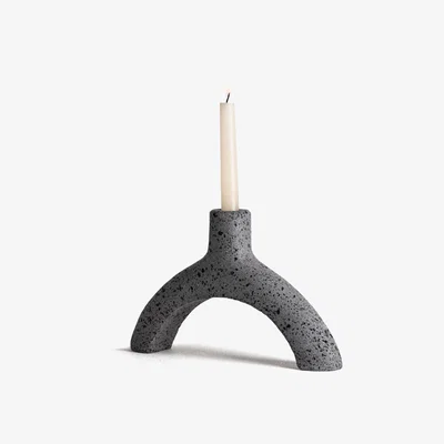 Wolf & Badger Grey Wishbone Lava Stone Candle Holder And Jacob
