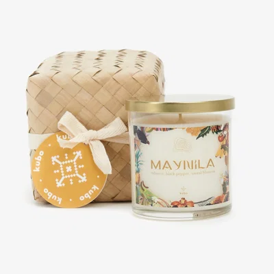 Wolf & Badger White Maynila Candle In Palm Leaf Box One Size Kubo