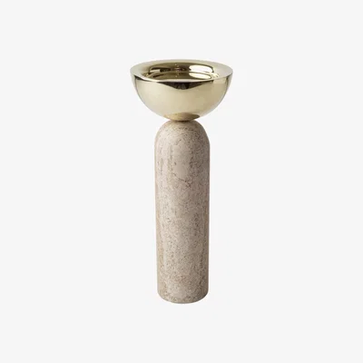 Wolf & Badger Neutrals Votive Marble & Brass Candle Holders Large - Travertine . Bruci Editora De Diseño