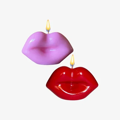 Wolf & Badger Kiss Me Lips Rose Pink Red Neos Candlestudio
