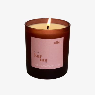 Wolf & Badger Pink / Purple Alba - Balancing Bergamot + Rose Geranium Refillable Large Candle Little Karma Co. Ltd