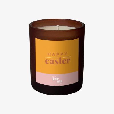 Wolf & Badger Yellow / Orange Happy Easter Candle - Bergamot & Rose Geranium Refillable Large Little Karma Co. Ltd