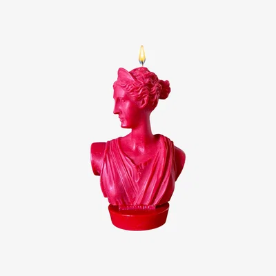 Wolf & Badger Artemis Bust Candle - Red Neos Candlestudio