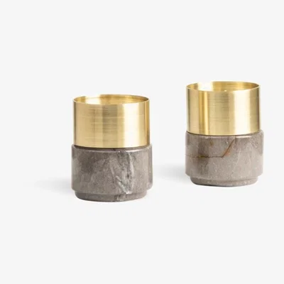 Wolf & Badger Grey Brass Candle Holders Gray Marble And Jacob
